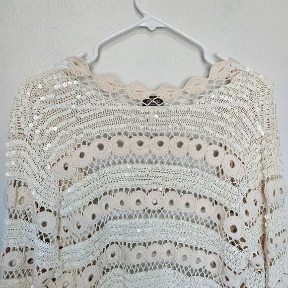 NWT Chicos Sequin Knit Lovely Lucelle Cardigan Sweater Alluring Ivory, Large 2 - Picture 7 of 8